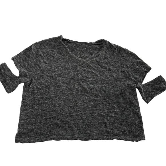 IRO Shirt Womens XS Gray Ilean Short Sleeve Cut‎ Out Wool Blend Lightweight - Picture 2 of 9